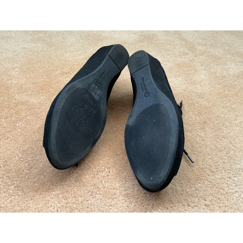 LAmour Des Pieds Black Suede Lace Perforated Peep Toe Style Wedge Shoes Sz 8.5 - Picture 7 of 9